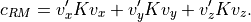 c_{RM} = v_x' K v_x + v_y' K v_y + v_z' K v_z.